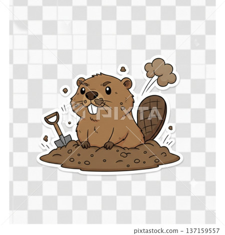 Beaver digging the soil 137159557