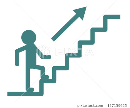 描繪一個人爬樓梯到達目標的插圖 137159625