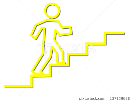 描繪一個人爬樓梯到達目標的插圖 137159628