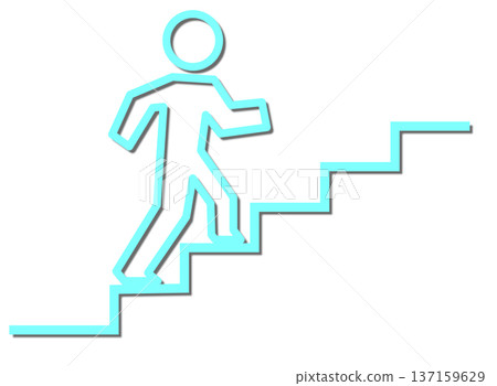 描繪一個人爬樓梯到達目標的插圖 137159629