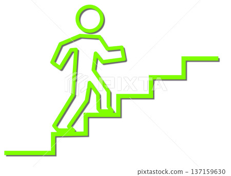 描繪一個人爬樓梯到達目標的插圖 137159630