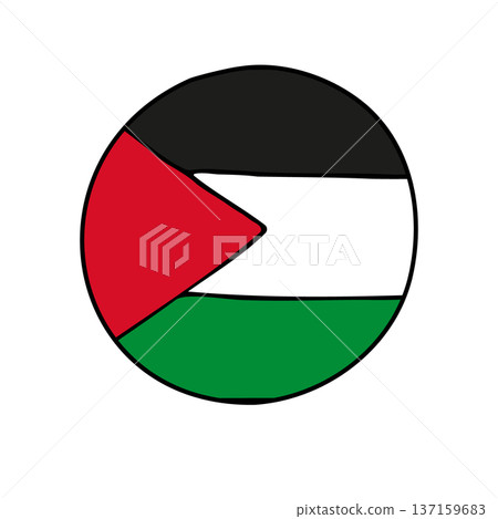 Vector hand drawn sketch round Palestine flag 137159683