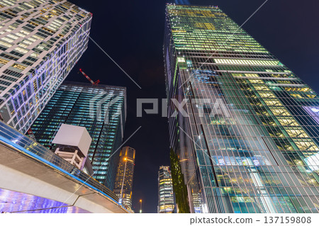 Skyscrapers in front of Shibuya Station Tokyo night view 137159808