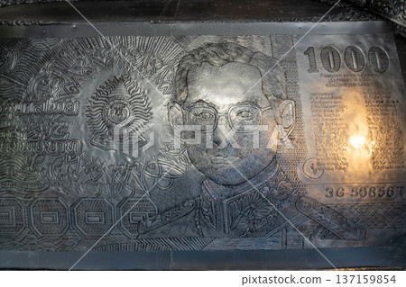 Silver sculpture of the King of Thailand Silver sculpture of the King of Thailand 137159854