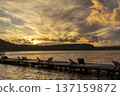 Golden sunset on Lake Brzozolasek. Masuria. 137159872