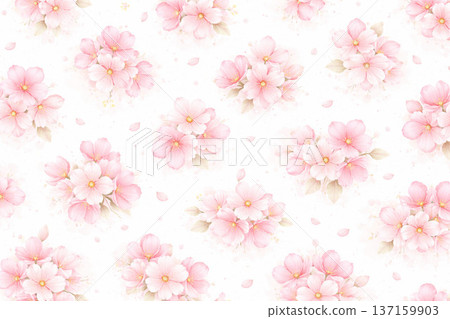Spring Flower Series: Japanese modern pattern with repeated cherry blossoms 137159903