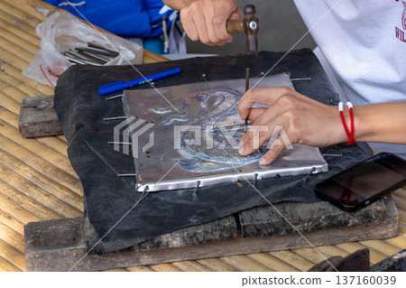 Silversmith Workshop at Wat Srisuphan 137160039