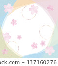 Pastel colored cherry blossoms and frame. Vector frame background of spring images 137160276