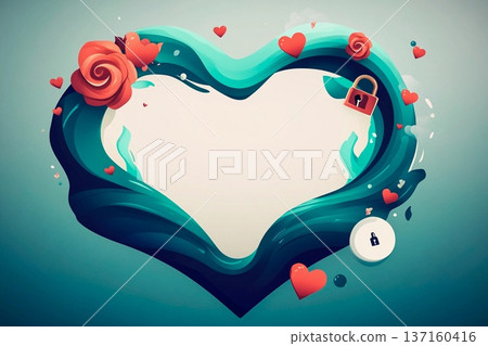 Fluid wave heart frame for Valentine's Day, Mother's Day, Weddings, and March 8th celebrations 137160416