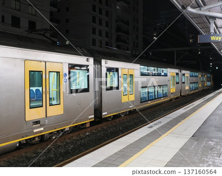Commuter trains on the platform at night - the silence of St Leonards Commuter trains on the platform at night - the silence of St Leonards 137160564