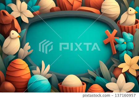Creative origami egg postcard design for celebrating Easter holidays Creative origami egg postcard design for celebrating Easter holidays 137160957