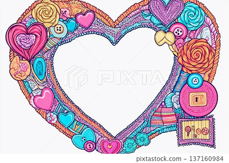 Craft table with colorful materials for making greeting cards and decorations Craft table with colorful materials for making greeting cards and decorations 137160984