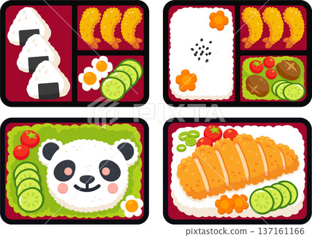 Japanese bento box cartoon illustration set Japanese bento box cartoon illustration set 137161166