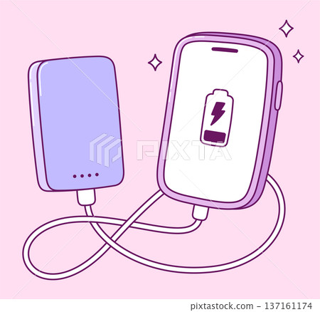 Smartphone charging from a portable power bank Smartphone charging from a portable power bank 137161174