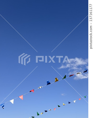 藍藍的天空和國旗 藍藍的天空和國旗 137161177