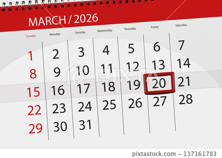 Calendar 2026, deadline, day, month, page, organizer, date, March, friday, number 20 Calendar 2026, deadline, day, month, page, organizer, date, March, friday, number 20 137161783