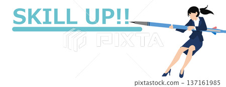 Illustration of a businesswoman working on reskilling 137161985