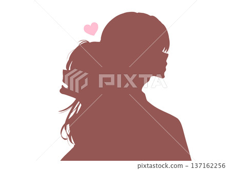 Man and woman back to back heart Man and woman back to back heart 137162256