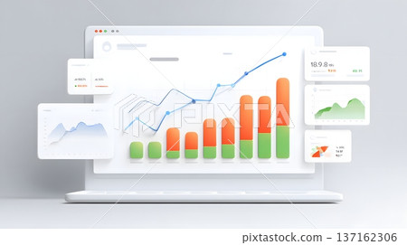 Growth marketing dashboard with upward trend graph professional style 137162306