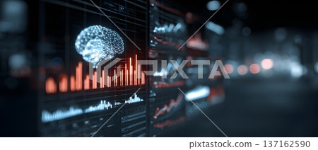 Artificial intelligence growth strategy visualization layered holographic charts glowing in dark corporate interior ultra detail Artificial intelligence growth strategy visualization layered holographic charts glowing in dark corporate interior ultra detail 137162590