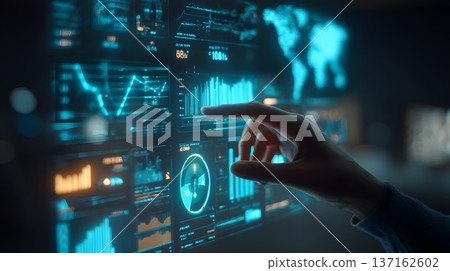 AI fintech advisor analyzing investment portfolio holographic dashboards cinematic lighting realism AI fintech advisor analyzing investment portfolio holographic dashboards cinematic lighting realism 137162602