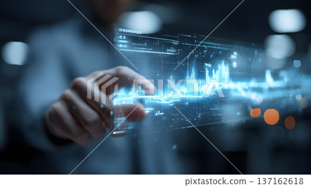 Digital marketing analytics scene AI bot projecting engagement metrics cinematic professional environment Digital marketing analytics scene AI bot projecting engagement metrics cinematic professional environment 137162618