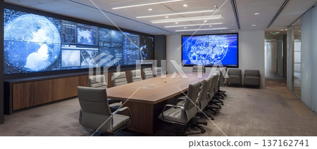 AI powered executive analytics room immersive wide format ultra detail lighting 137162741