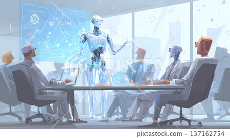 Artificial intelligence advisor guiding strategic planning session modern glass conference room premium illustration detail Artificial intelligence advisor guiding strategic planning session modern glass conference room premium illustration detail 137162754