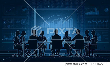 AI driven executive presentation highlighting performance metrics elegant boardroom illustration AI driven executive presentation highlighting performance metrics elegant boardroom illustration 137162798