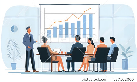 AI driven executive presentation highlighting performance metrics elegant boardroom illustration AI driven executive presentation highlighting performance metrics elegant boardroom illustration 137162800