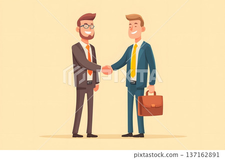 2D vector illustration of a successful handshake between two business people 137162891