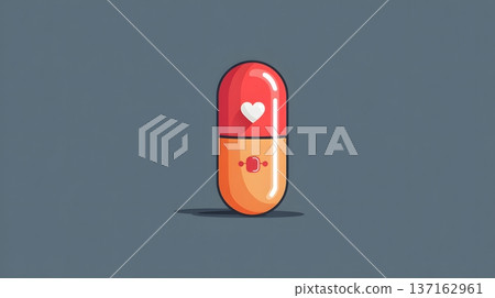Flat design illustration of a smart pill with a microchip symbol 137162961