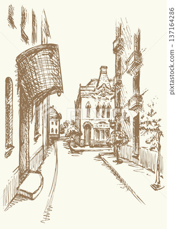 Vector illustration of an old town street. 137164286