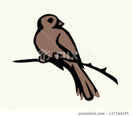 Vector drawing. Tit on white sky backdrop. Vector drawing. Tit on white sky backdrop. 137164295