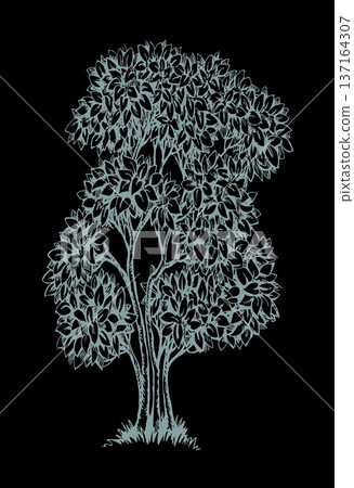 Vector drawing. Big green bush Vector drawing. Big green bush 137164307