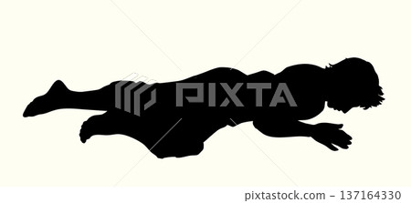 Vector drawing. Man laying on the ground Vector drawing. Man laying on the ground 137164330