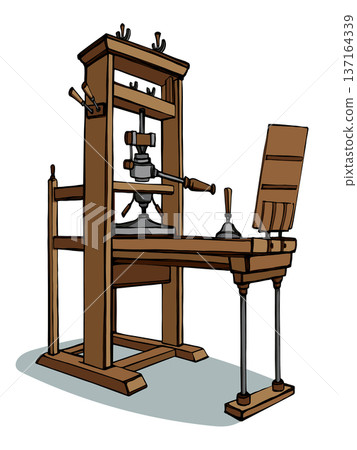 Vector drawing. Vintage printing press 137164339