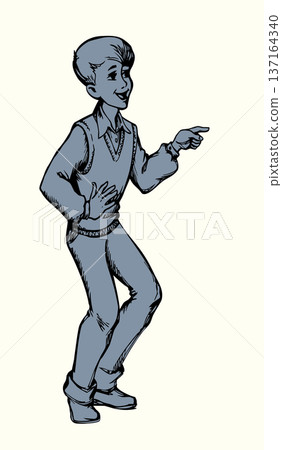 Vector illustration of a boy laughing at someone. 137164340