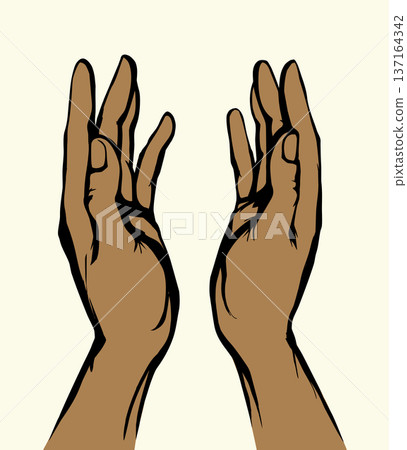 Asking hands. Vector drawing icon Asking hands. Vector drawing icon 137164342