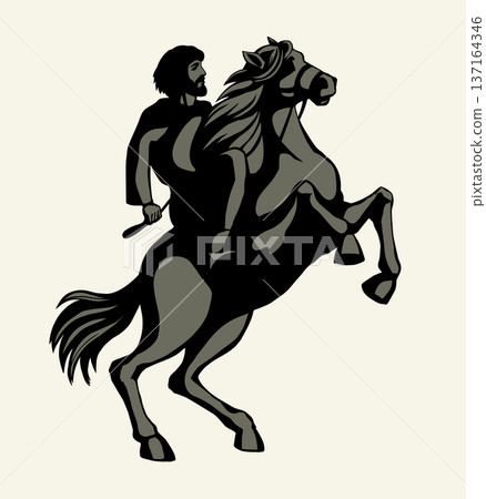 Vector drawing. Man on the horse Vector drawing. Man on the horse 137164346