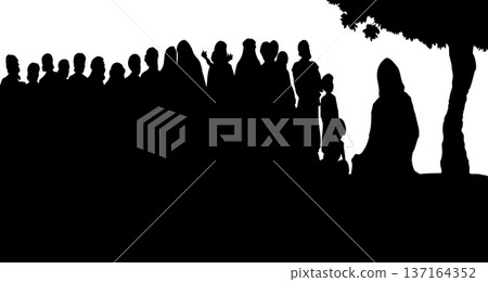 Vector drawing. Jesus teaching people 137164352