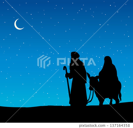 Vector drawing. Mary and Joseph 137164358