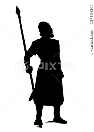 Vector illustration of a man with a spear. 137164365