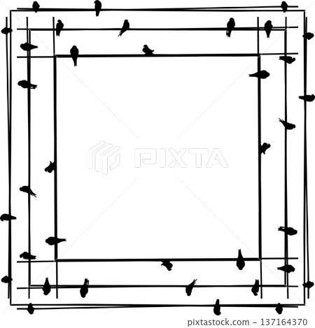 Swallow birds on a wire. Vector trail print of bird isolated on white background. Starling birds flock 137164370