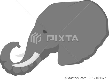 Elephant head vector illustration. Elephant, drawing, trunk, head, symbol, image, emblem 137164374