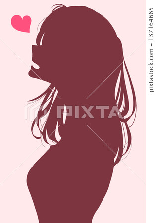 Happy woman profile silhouette 137164665