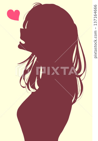 Happy woman profile silhouette Happy woman profile silhouette 137164666