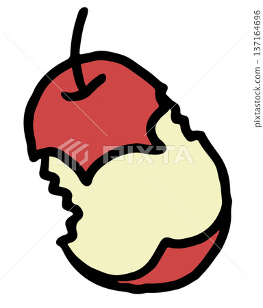 Hand drawn bite apple for fruit, vegan, lunch break, office workers, lunch box, cafe, menu, restaurant, recipe, cook book, department store, supermarket, market, mart, healthy snack, park, picnic 137164696