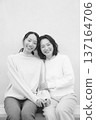 Monochrome portrait of a close mother and daughter Monochrome portrait of a close mother and daughter 137164706
