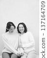 Monochrome portrait of a close mother and daughter Monochrome portrait of a close mother and daughter 137164709